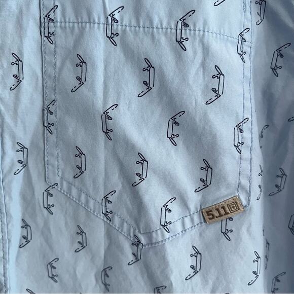 5.11 Tactical Button Front Shirt Drone Novelty Print Blue Medium - Picture 6 of 7